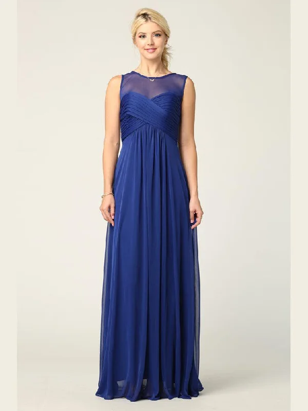 Metallic Formal Dress Long Sleeveless Bridesmaids Stretch Chiffon Dress Sale