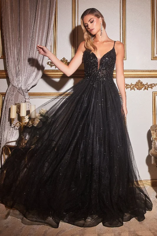 High Neck Dress Beaded Long Sleeveless Tulle Dress by Ladivine CD0154