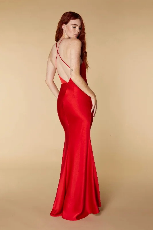 Embellished Dress Lux Open Back Maxi Dress with Thigh Split
