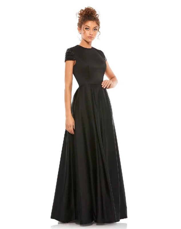 Sequin Maxi Dress Mac Duggal 25947 Long Formal Cap Sleeve Evening Gown
