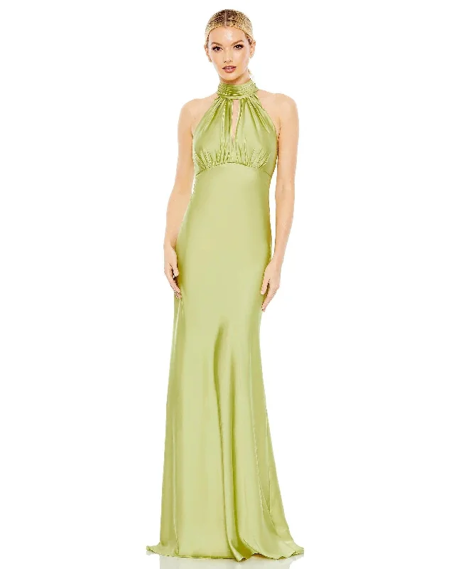 Asymmetrical Gown Mac Duggal 49520 Halter Long Formal Dress