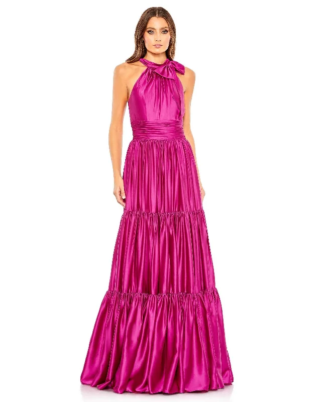 Chic Formal Gown Mac Duggal 50658 Halter Long Metallic Dress