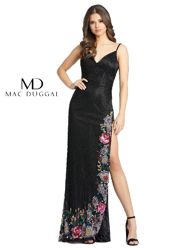Sweetheart Neckline Dress Mac Duggal 5238 Long Formal Floral Slit Beaded Gown