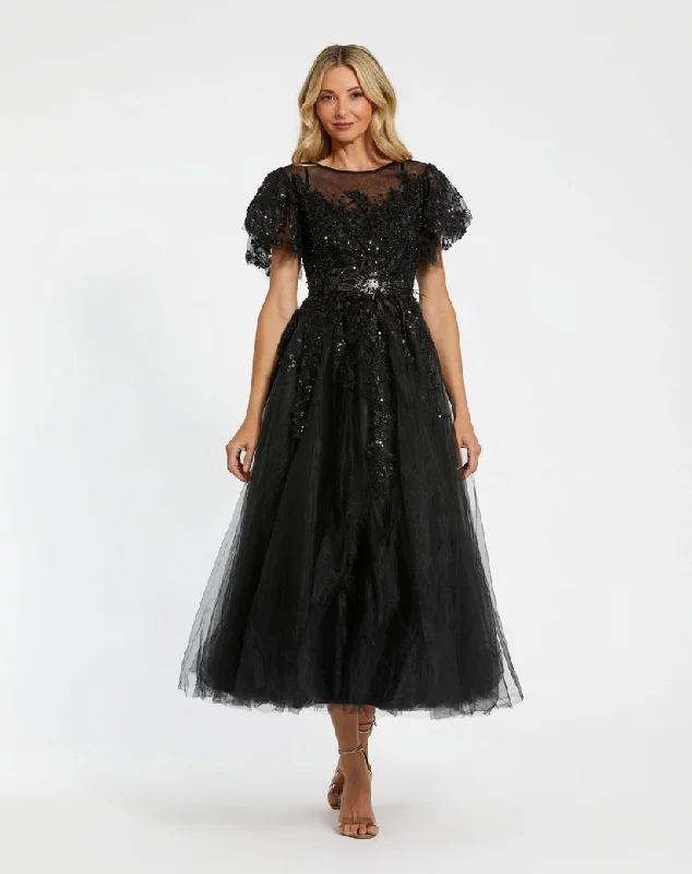 Formal Attire Mac Duggal 20362 Long Formal Flutter Sleeve Dress