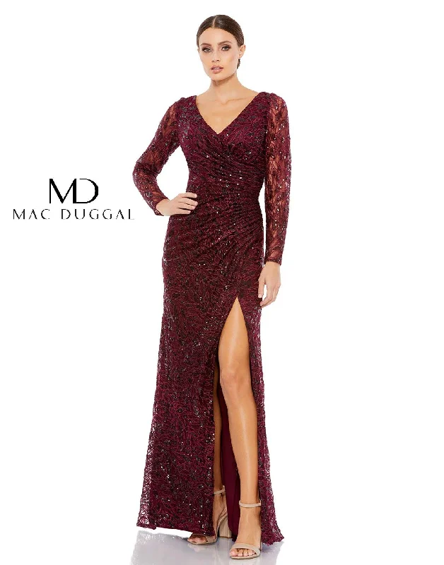 Empire Gown Mac Duggal 12412 Long Sleeve Formal Evening Dress