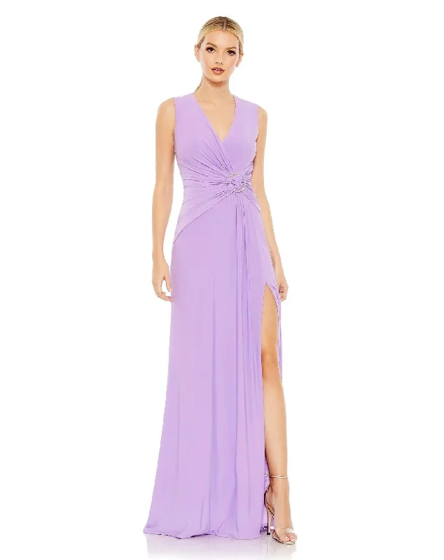 Floor-Length Satin Dress Mac Duggal Long Sleeveless Formal Gown 26890 Sale