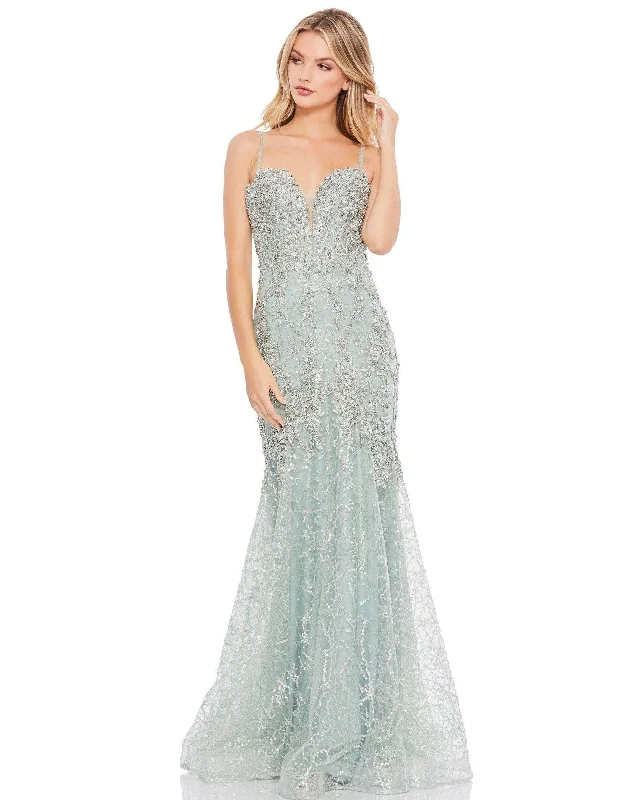 Metallic Formal Dress Mac Duggal 20242 Long Spaghetti Strap Prom Dress