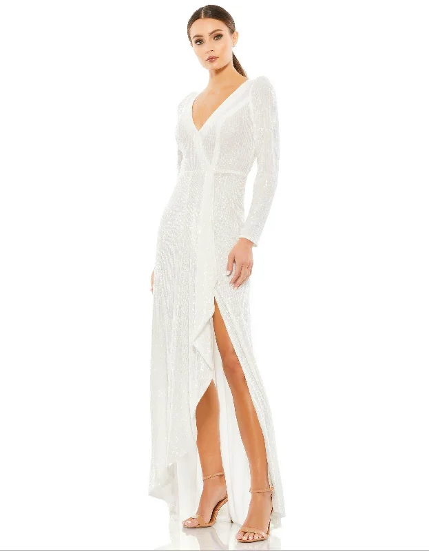 Simple Formal Dress Mac Duggal 26395 Prom Long Sleeve High Low Dress