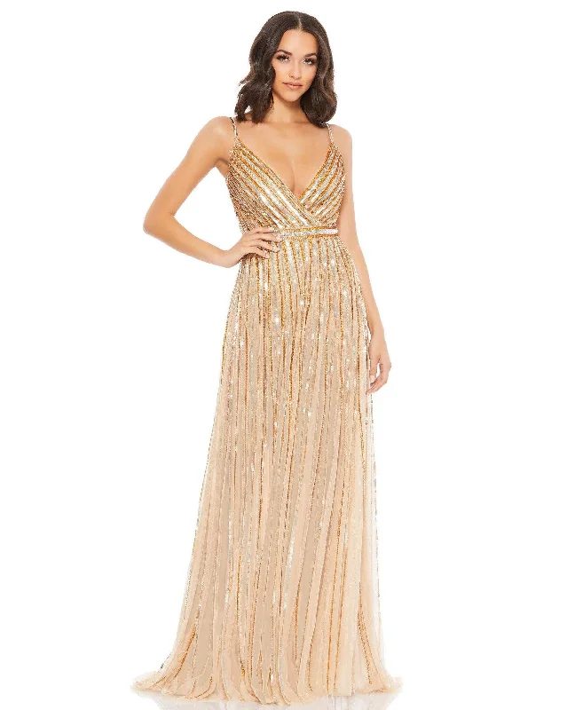Deep V-Neck Dress Mac Duggal 93801 Spaghetti Strap Long Formal Dress