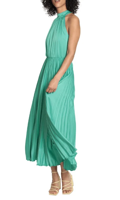 Elegant Evening Dress Maggy London G5328M - Halter Pleated A-line Dress