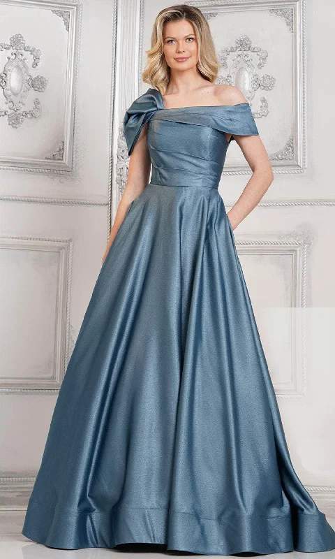 Empire Gown Marsoni by Colors MV1288 - Off Shoulder Satin Evening Dress