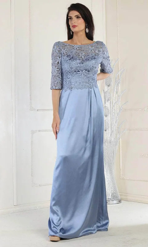 Chic Maxi Dress May Queen MQ1969 - Quarter Length Lace Satin Gown