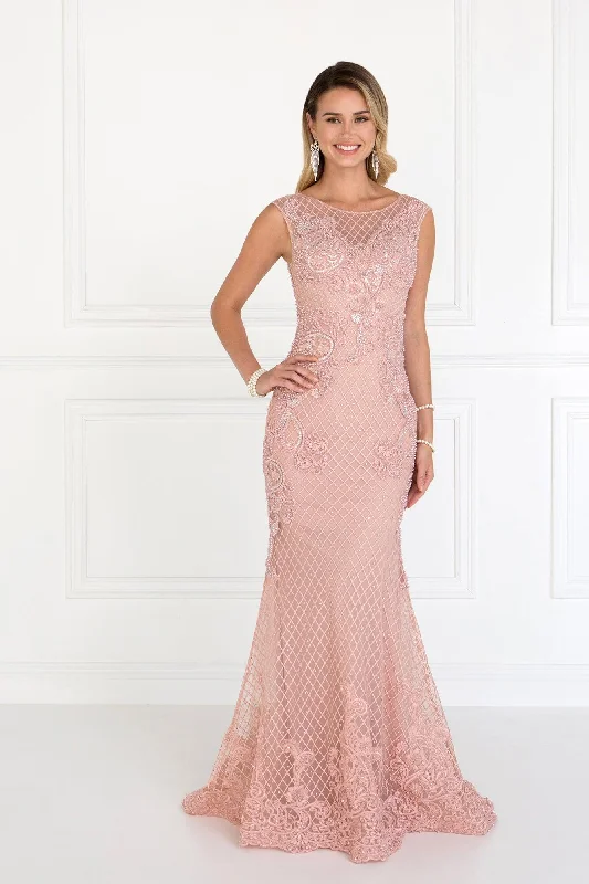 Brocade Formal Dress Prom Formal Evening Mermaid Long Lace Dress
