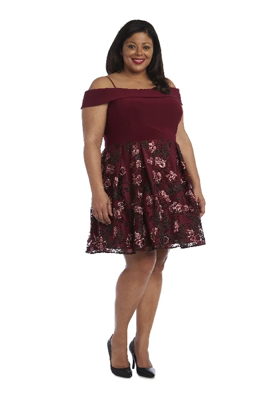 Drape Sleeve Dress Morgan & Co 12553WM Short Plus Size Cocktail Dress