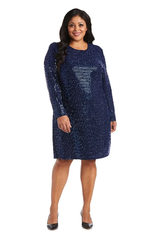 Luxe Satin Dress Morgan & Co 12749WM Short Plus Size Mini Dress