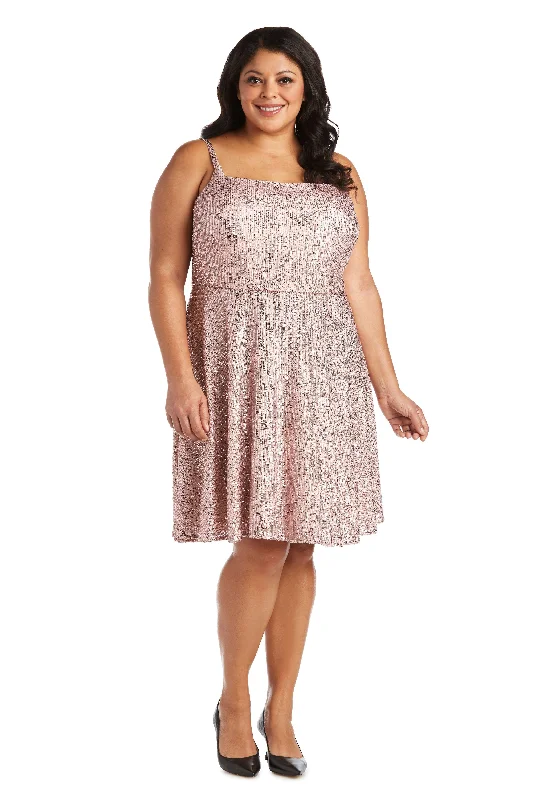 Princess Ball Gown Morgan & Co 12890WM Short Plus Size Sequins Dress