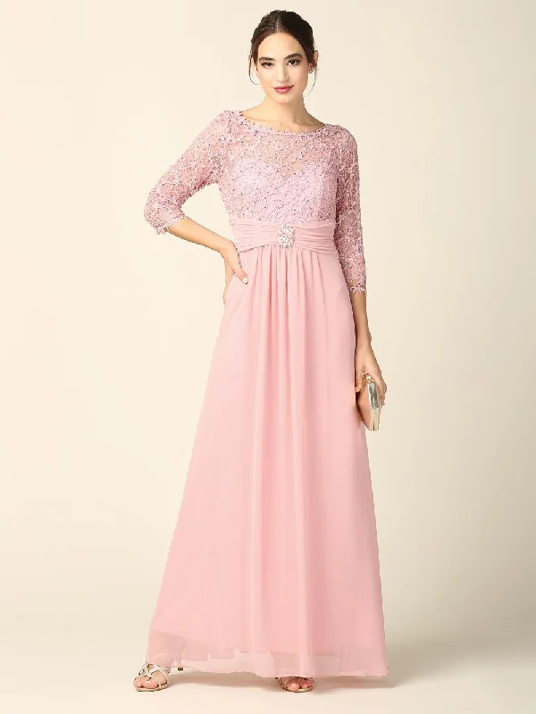 Pearl Embellished Gown Mother of the Bride Long Sleeve Formal Long Dress Sale
