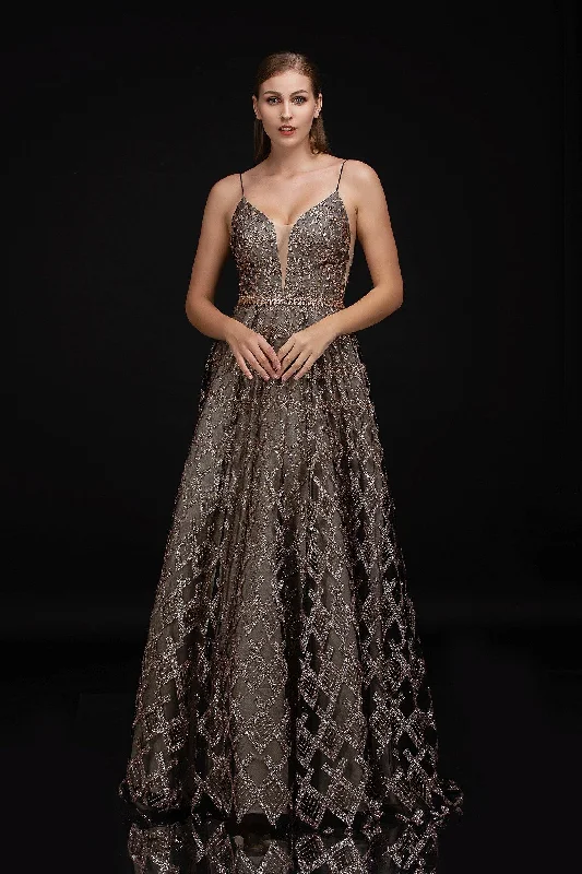 Sparkly Dress Nina Canacci Prom Spaghetti Strap Long Dress 8191