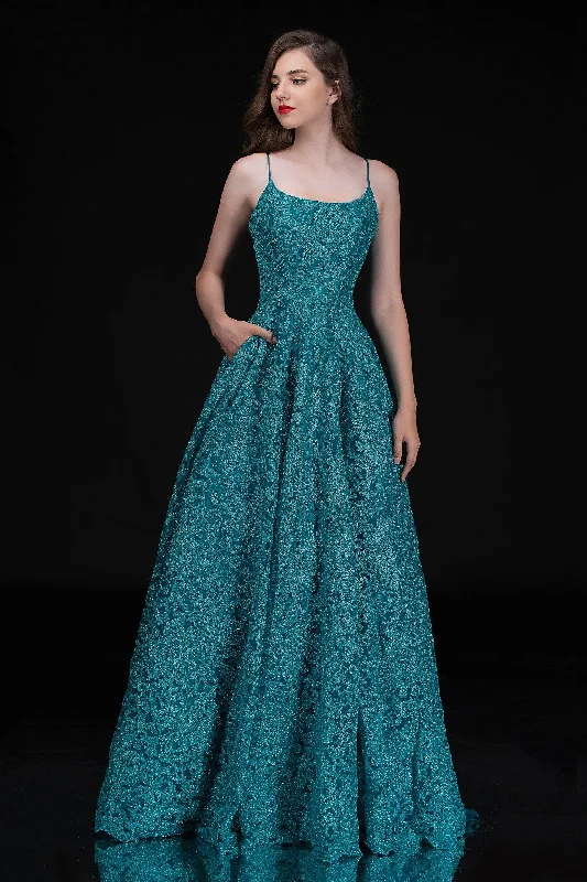 Floral Gown Nina Canacci Long Spaghetti Strap Prom Ballgown 5141