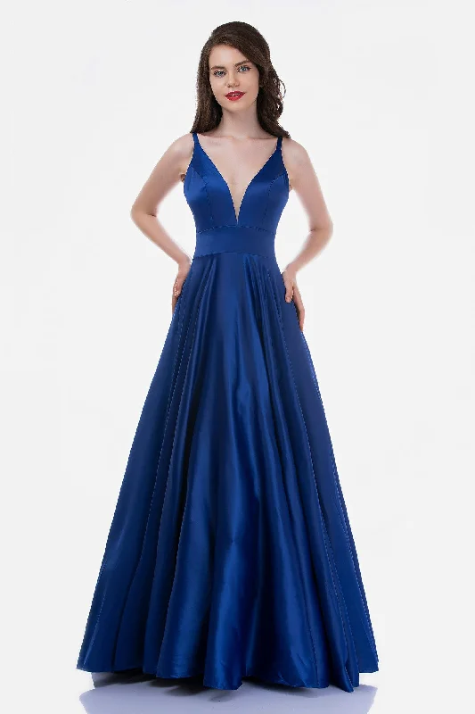 Satin Slip Dress Nina Canacci Long Spaghetti Strap Prom Dress 6544