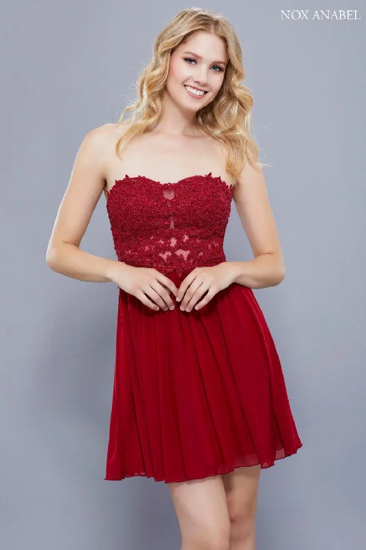 Slit Gown Short Strapless Formal Prom Cocktail Dress