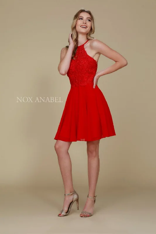 Modest Formal Dress Short High Neck Embroidered Homecoming Cocktail Dress