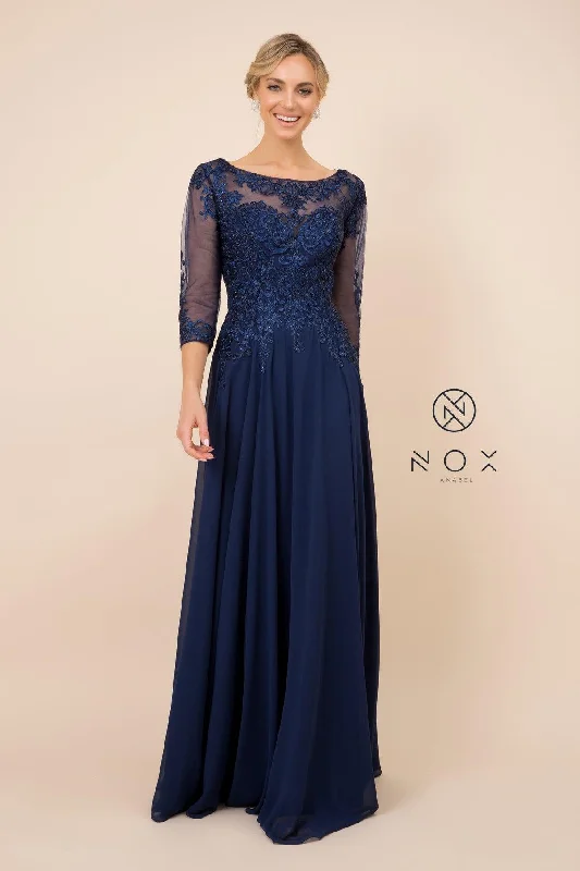 Draped Formal Dress Long Sleeve Formal Mother of the Bride Dress