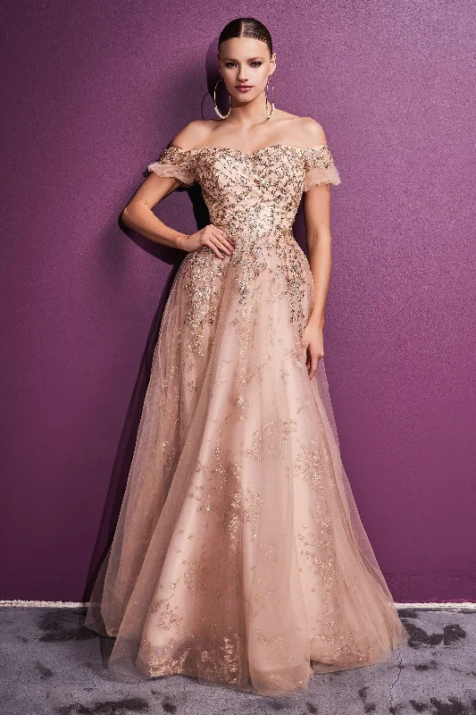 Modest Formal Dress Cinderella Divine C73 Off Shoulder Long Evening Dress