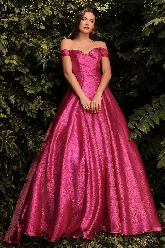 Chic Satin Dress Cinderella Divine J822 Off Shoulder Prom Long A Line Ball Gown