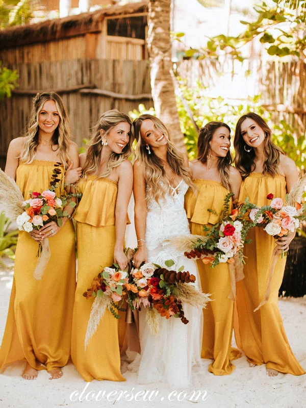 Chiffon Dress Orange Chiffon Convertible Stylish Off The Shoulder Column With Slit Bridesmaid Dresses, CB0284