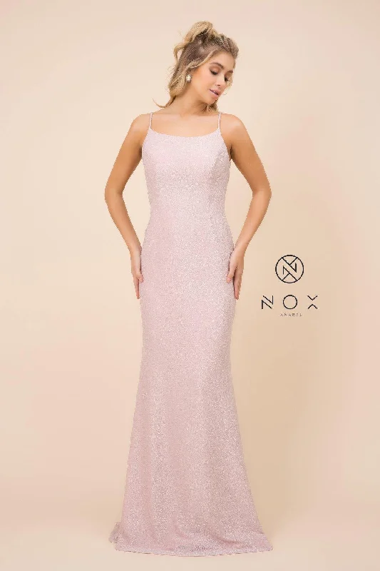Classic Gown Long Spaghetti Strap Formal Glitter Prom Dress
