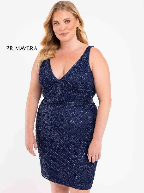 Floor-Length Dress Primavera Couture Beaded Short Plus Size Dress 3884
