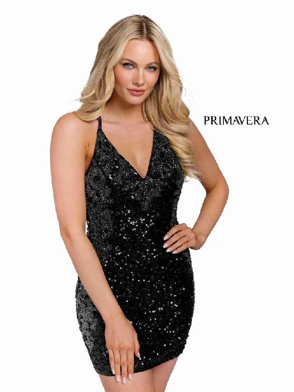 Side Slit Gown Primavera Couture Beaded Short Prom Dress 3831