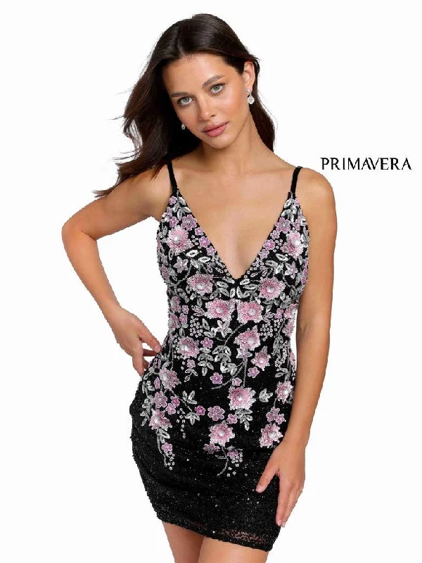 One-Shoulder Gown Primavera Couture Fitted Short Prom Dress 3862
