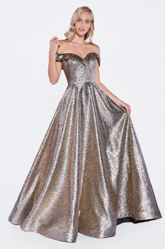 Tulle Skirt Dress Cinderella Divine CJ268 Long Off The Shoulder Prom Dress Gown