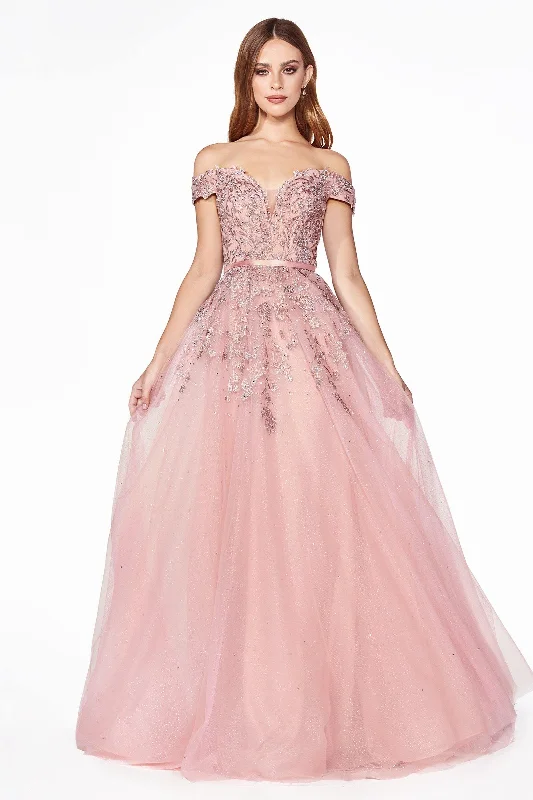 High-Low Dress Cinderella Divine KV1049 Prom Long Formal Off Shoulder Ball Gown