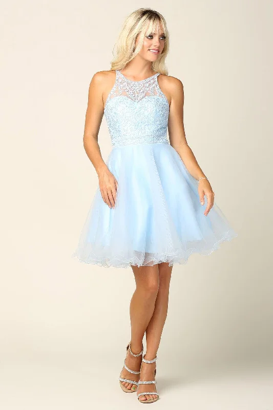 Luxe Satin Dress Prom Short Halter Homecoming Cocktail Dress Sale