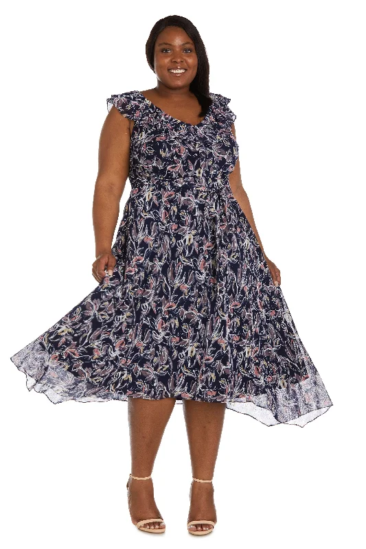 Fringe Gown R&M Richards 9314W High Low Floral Plus Size Dress