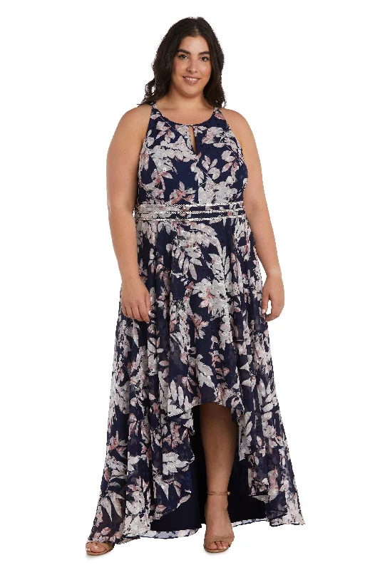 Beaded Dress R&M Richards 9402W High Low Floral Plus Size Dress
