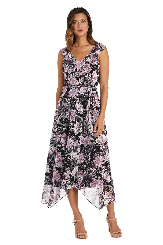 Vintage Gown R&M Richards 9254 High Low Floral Print Dress