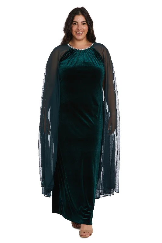 Glamorous Formal Dress R&M Richards 2642W Long Formal Plus Size Cape Dress