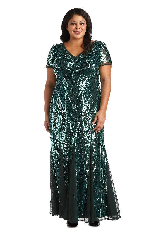 Metallic Formal Dress R&M Richards 7515W Long Plus Size Formal Dress