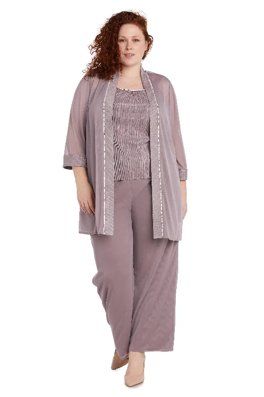Ruffled Dress R&M Richards 9084W Long Plus Size Jacket Pant Suit