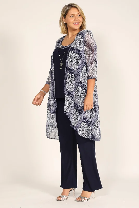 Party Ready Dress R&M Richards 7258W Plus Size Duster Pant Set