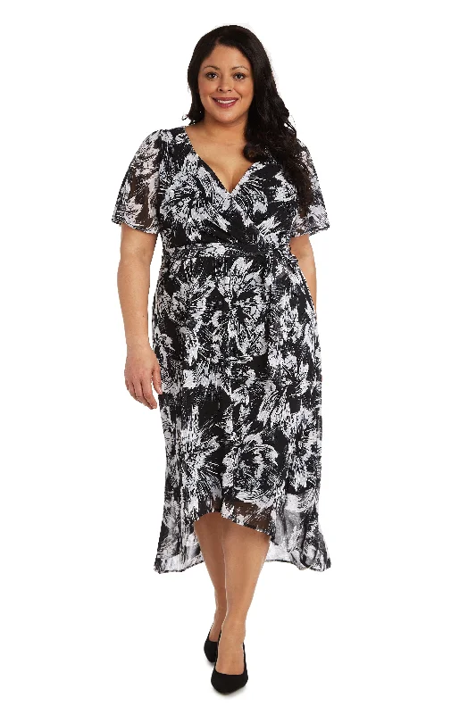 Empire Waist Gown R&M Richards 7800W Plus Size High Low Dress