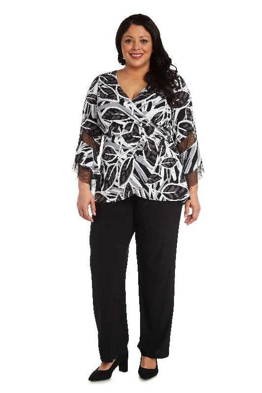 Simple Chiffon Dress R&M Richards 7849W Plus Size Pant Set