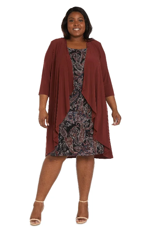 Drape Sleeve Dress R&M Richards 9207W Plus Size Short Jacket Dress