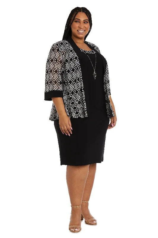 Fitted Formal Dress R&M Richards 9709W Plus Size Short Jacket Dress