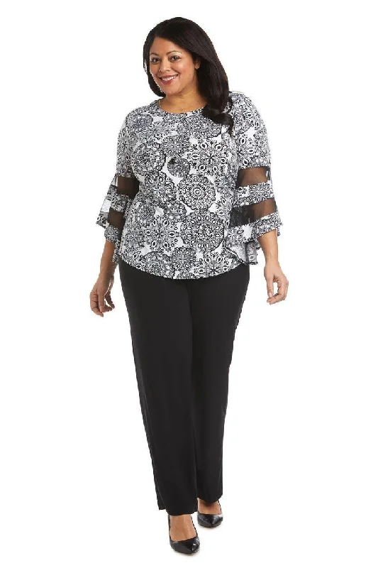 Elegant Beaded Dress R&M Richards 7838W Plus Size Two Piece Pant Set
