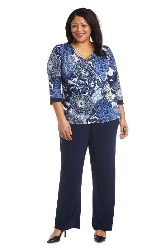 Vivid Color Gown R&M Richards 7854W Plus Size Two Piece Pant Set
